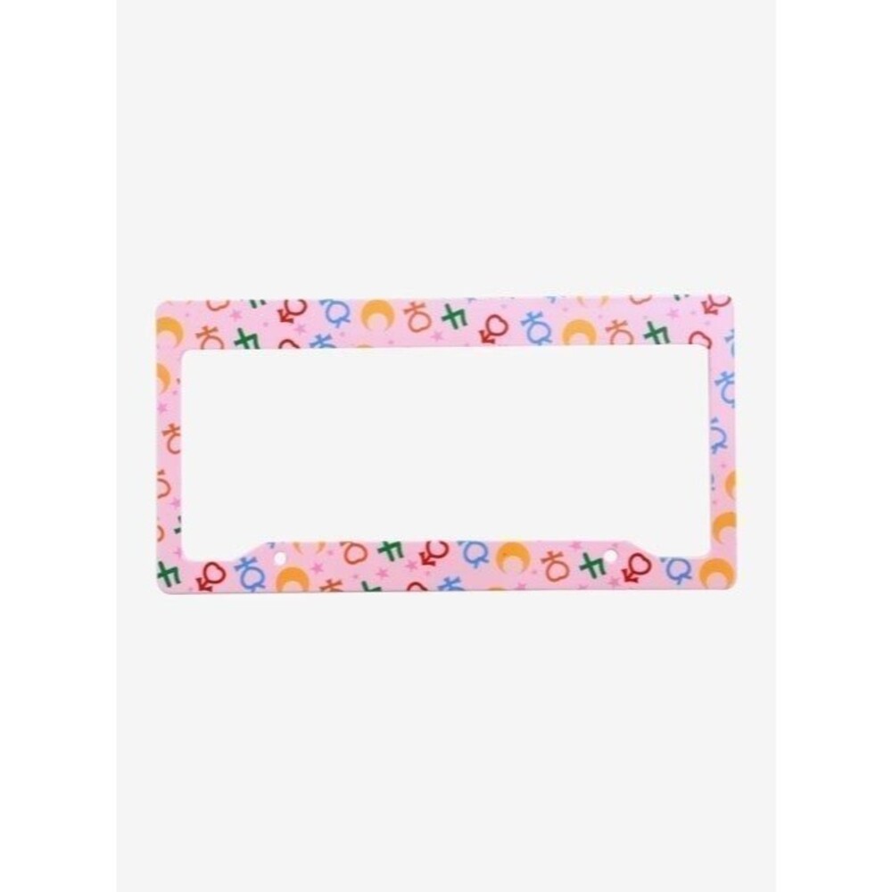 VERY RARE Sailor Moon Zodiac Pink Pastel Rainbow Car License Plate Frame NWT